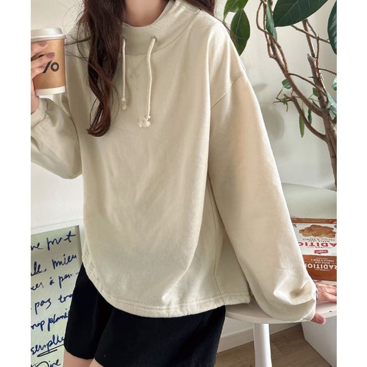 大人カジュアルをアップデート。フェイクフードスタンドネック裏毛プルオーバー | Classical Elf  | 詳細画像2 