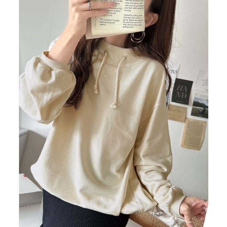 大人カジュアルをアップデート。フェイクフードスタンドネック裏毛プルオーバー | Classical Elf  | 詳細画像5 