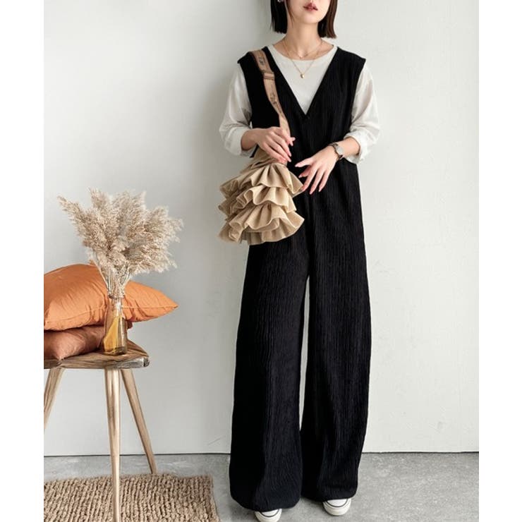 存在感ある凹凸ジャガード☆前後2way裾ドロストサロペット | Classical Elf  | 詳細画像1 