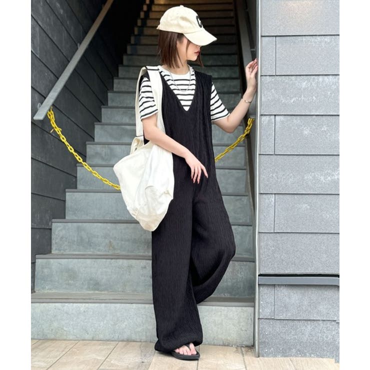 存在感ある凹凸ジャガード☆前後2way裾ドロストサロペット | Classical Elf  | 詳細画像4 