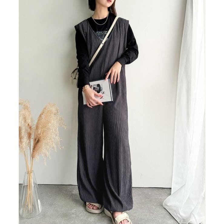 存在感ある凹凸ジャガード☆前後2way裾ドロストサロペット | Classical Elf  | 詳細画像9 