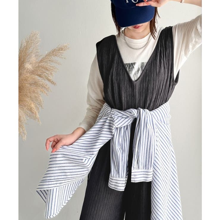 存在感ある凹凸ジャガード☆前後2way裾ドロストサロペット | Classical Elf  | 詳細画像15 