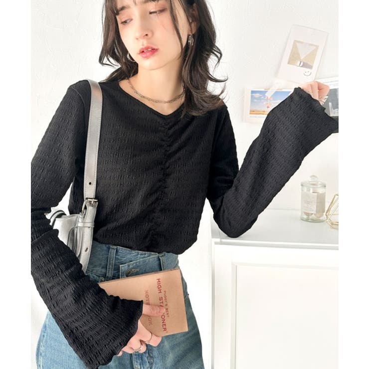 大人の魅力を引き立てる。胸シャーリングジャガードトップス（長袖） | Classical Elf  | 詳細画像6 