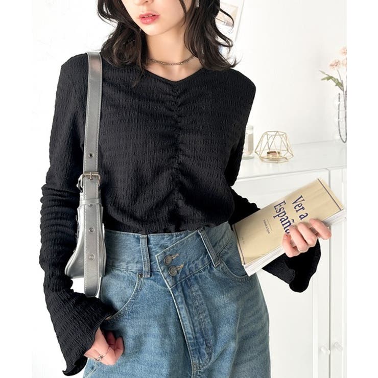 大人の魅力を引き立てる。胸シャーリングジャガードトップス（長袖） | Classical Elf  | 詳細画像7 