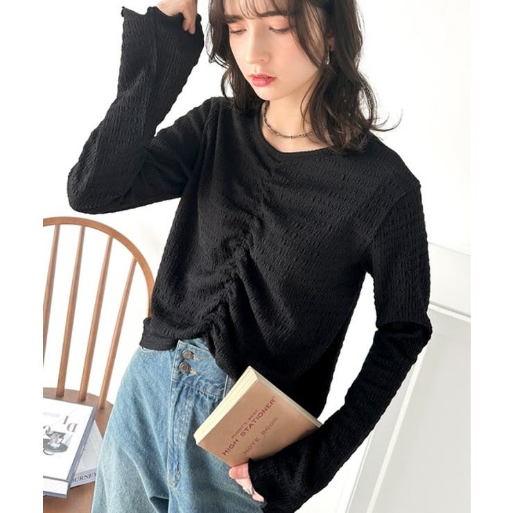 大人の魅力を引き立てる。胸シャーリングジャガードトップス（長袖） | Classical Elf  | 詳細画像9 