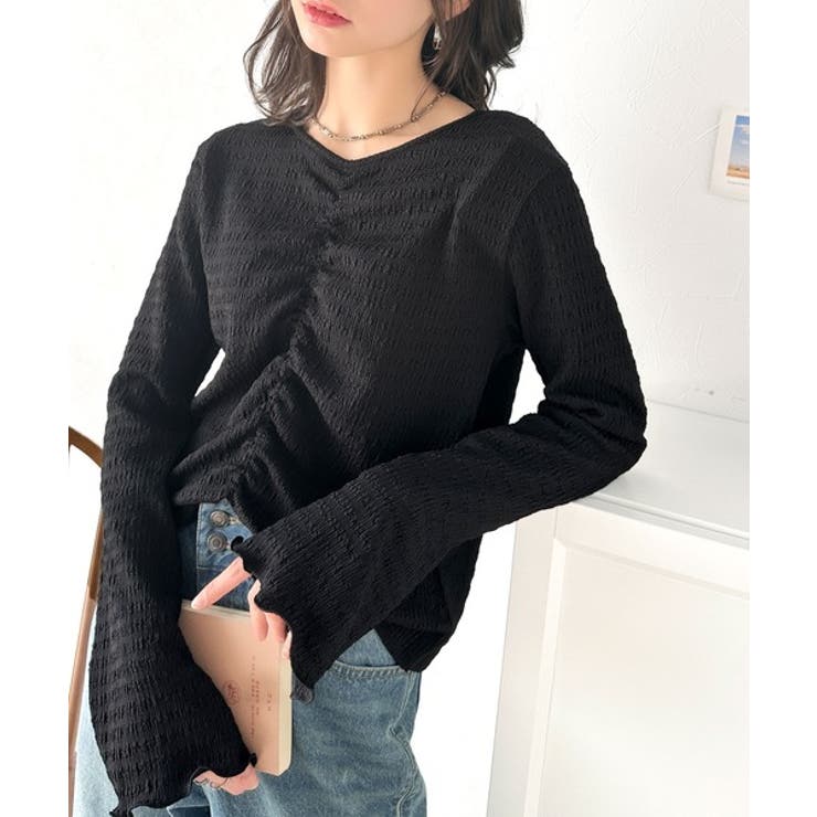 大人の魅力を引き立てる。胸シャーリングジャガードトップス（長袖） | Classical Elf  | 詳細画像10 