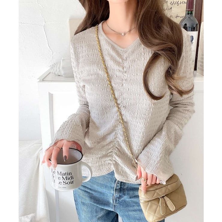 大人の魅力を引き立てる。胸シャーリングジャガードトップス（長袖） | Classical Elf  | 詳細画像12 