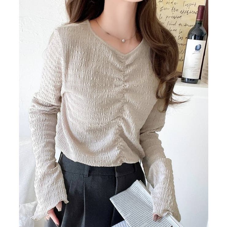 大人の魅力を引き立てる。胸シャーリングジャガードトップス（長袖） | Classical Elf  | 詳細画像13 