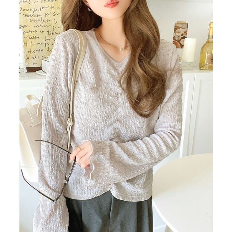 大人の魅力を引き立てる。胸シャーリングジャガードトップス（長袖） | Classical Elf  | 詳細画像15 