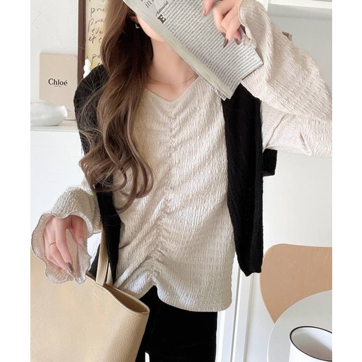 大人の魅力を引き立てる。胸シャーリングジャガードトップス（長袖） | Classical Elf  | 詳細画像16 