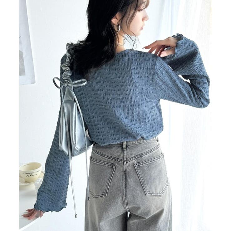 大人の魅力を引き立てる。胸シャーリングジャガードトップス（長袖） | Classical Elf  | 詳細画像23 