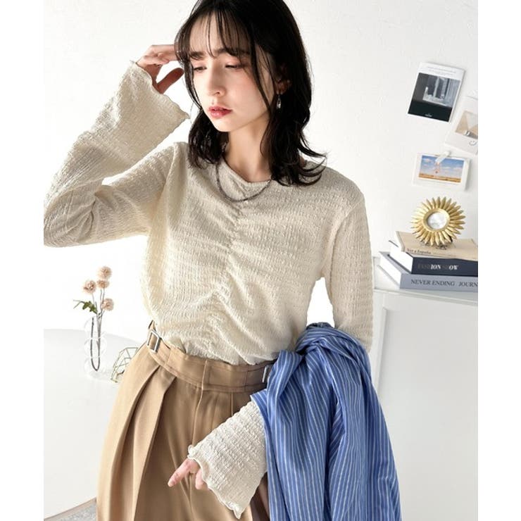 大人の魅力を引き立てる。胸シャーリングジャガードトップス（長袖） | Classical Elf  | 詳細画像5 