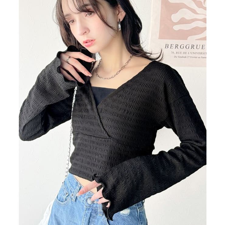 スタイルアップが叶う！リボンカシュクールジャガードカットソー（フレアスリーブ） | Classical Elf  | 詳細画像8 