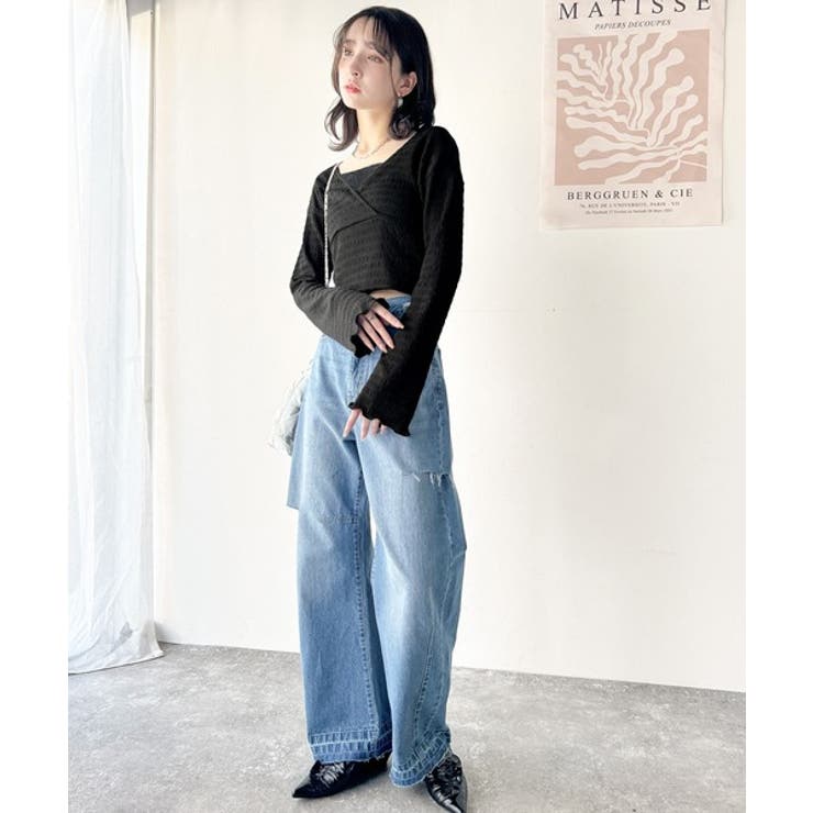 スタイルアップが叶う！リボンカシュクールジャガードカットソー（フレアスリーブ） | Classical Elf  | 詳細画像14 