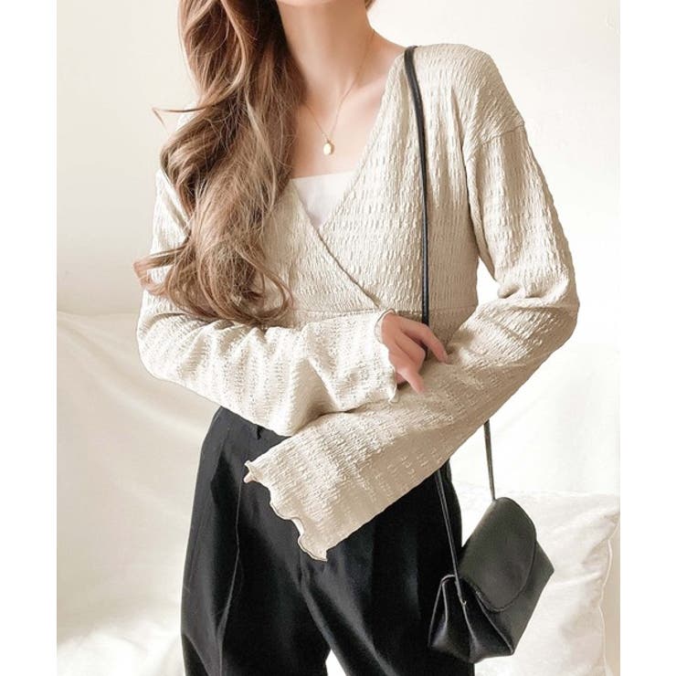 スタイルアップが叶う！リボンカシュクールジャガードカットソー（フレアスリーブ） | Classical Elf  | 詳細画像17 