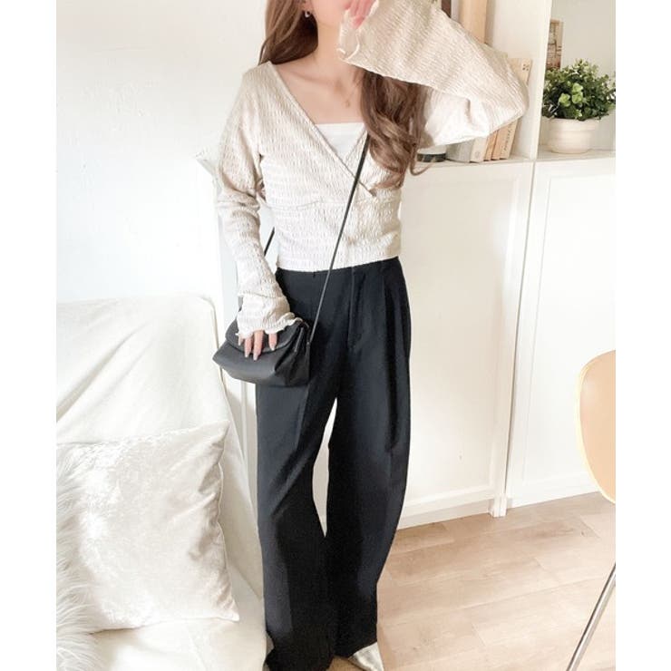 スタイルアップが叶う！リボンカシュクールジャガードカットソー（フレアスリーブ） | Classical Elf  | 詳細画像21 