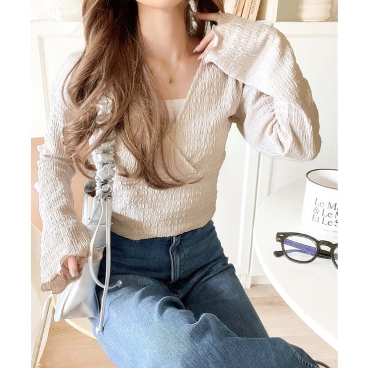 スタイルアップが叶う！リボンカシュクールジャガードカットソー（フレアスリーブ） | Classical Elf  | 詳細画像22 