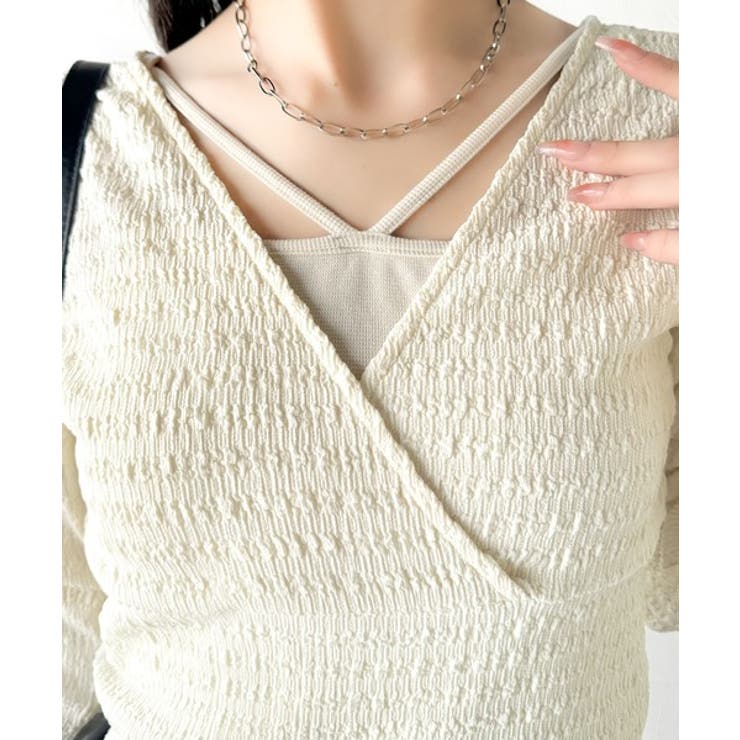 スタイルアップが叶う！リボンカシュクールジャガードカットソー（フレアスリーブ） | Classical Elf  | 詳細画像23 