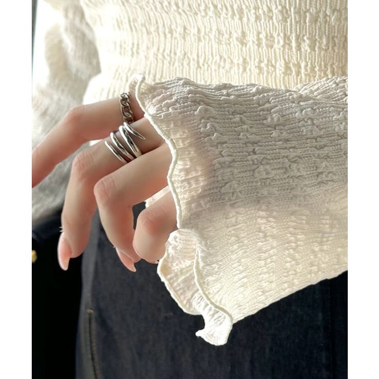 スタイルアップが叶う！リボンカシュクールジャガードカットソー（フレアスリーブ） | Classical Elf  | 詳細画像25 