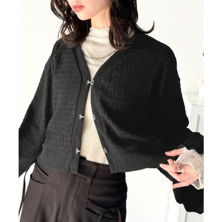 シルエットがキレイ♪ホックデザインショート丈ジャガード