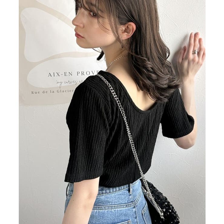 ファッション 抜け感が大人の魅力♪前後2wayバックオープンジャガードトップス ウェア
