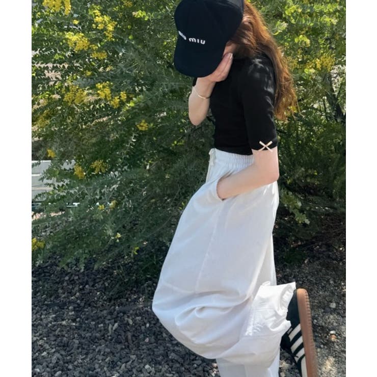 大人可愛いを叶える。前後2way袖リボンバックオープンリブトップス | Classical Elf  | 詳細画像14 