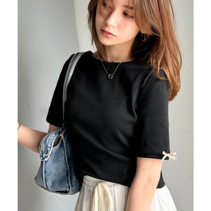 大人可愛いを叶える。前後2way袖リボンバックオープンリブトップス | Classical Elf  | 詳細画像19 