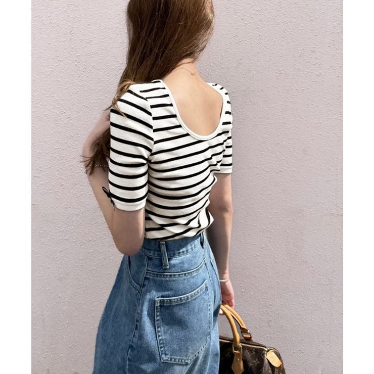 大人可愛いを叶える。前後2way袖リボンバックオープンリブトップス | Classical Elf  | 詳細画像35 