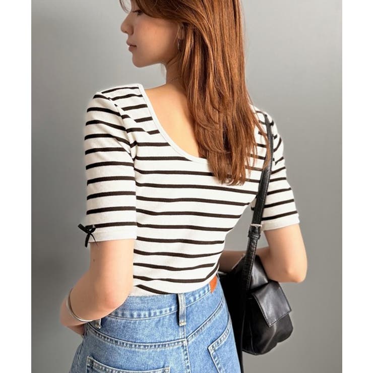 大人可愛いを叶える。前後2way袖リボンバックオープンリブトップス | Classical Elf  | 詳細画像38 