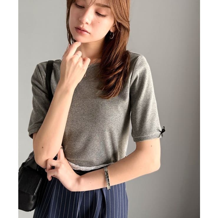 大人可愛いを叶える。前後2way袖リボンバックオープンリブトップス | Classical Elf  | 詳細画像51 