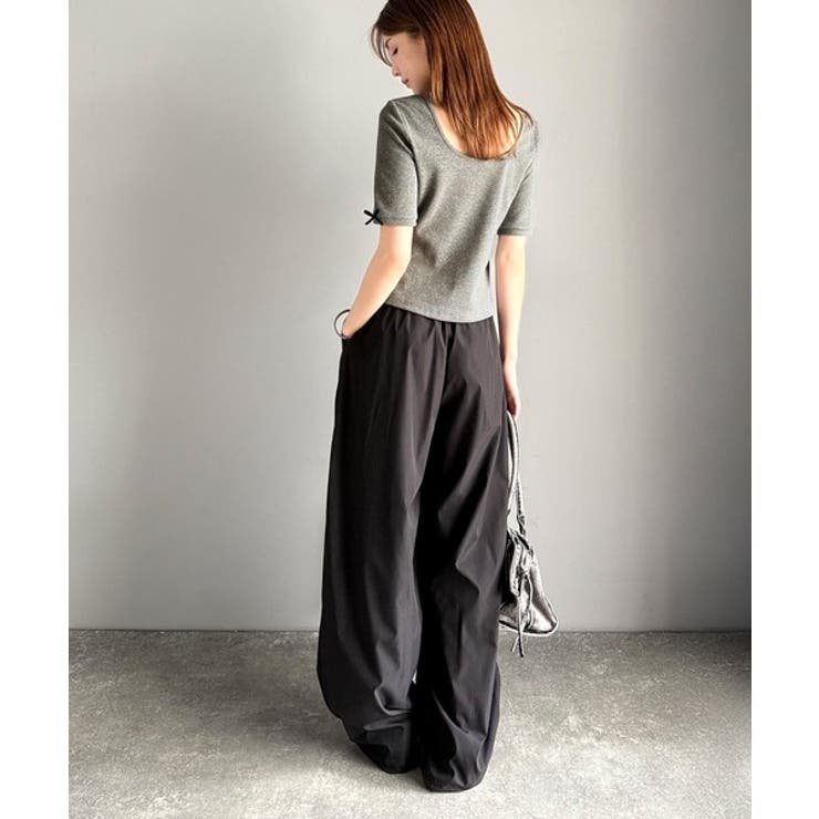 大人可愛いを叶える。前後2way袖リボンバックオープンリブトップス | Classical Elf  | 詳細画像56 