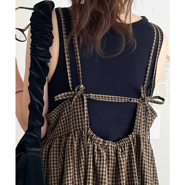 後ろ姿も可愛く盛れちゃう♪サッカー素材バックリボンフレアキャミワンピ | Classical Elf  | 詳細画像46 