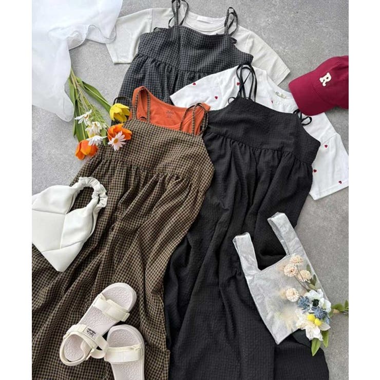 後ろ姿も可愛く盛れちゃう♪サッカー素材バックリボンフレアキャミワンピ | Classical Elf  | 詳細画像47 