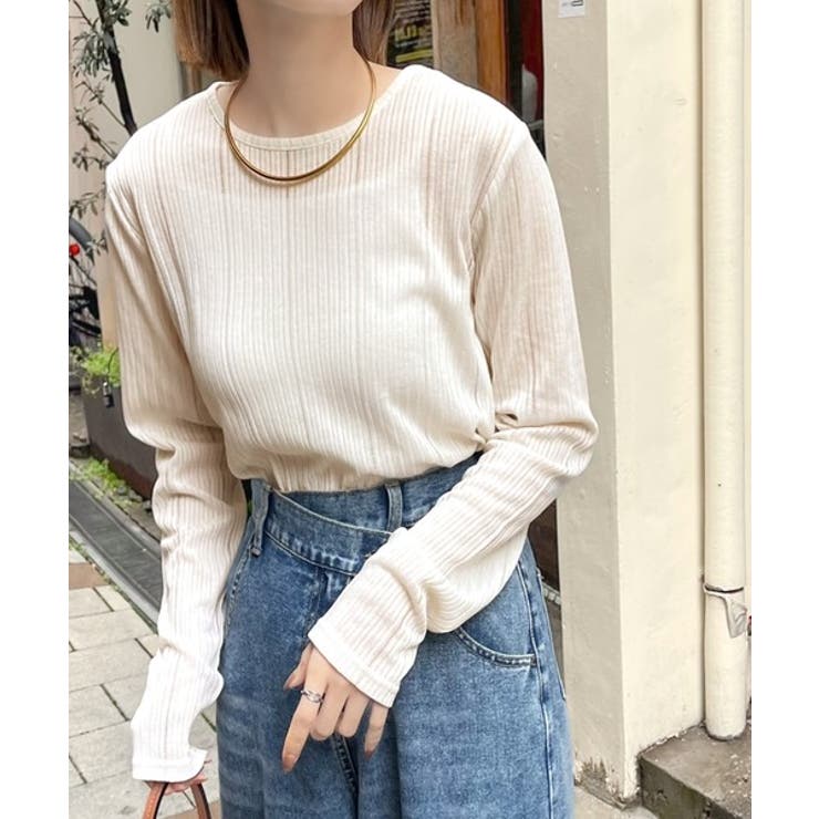 透けるたびに、細見え。ストライプシアートップス[品番