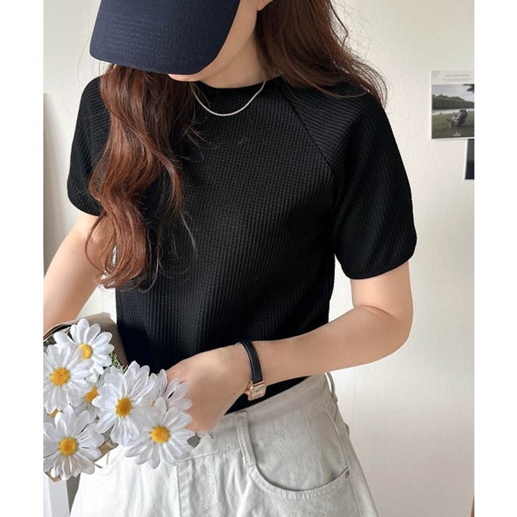 ブラック | これ一枚でおしゃれが決まる！ワッフルトップス | Classical Elf 