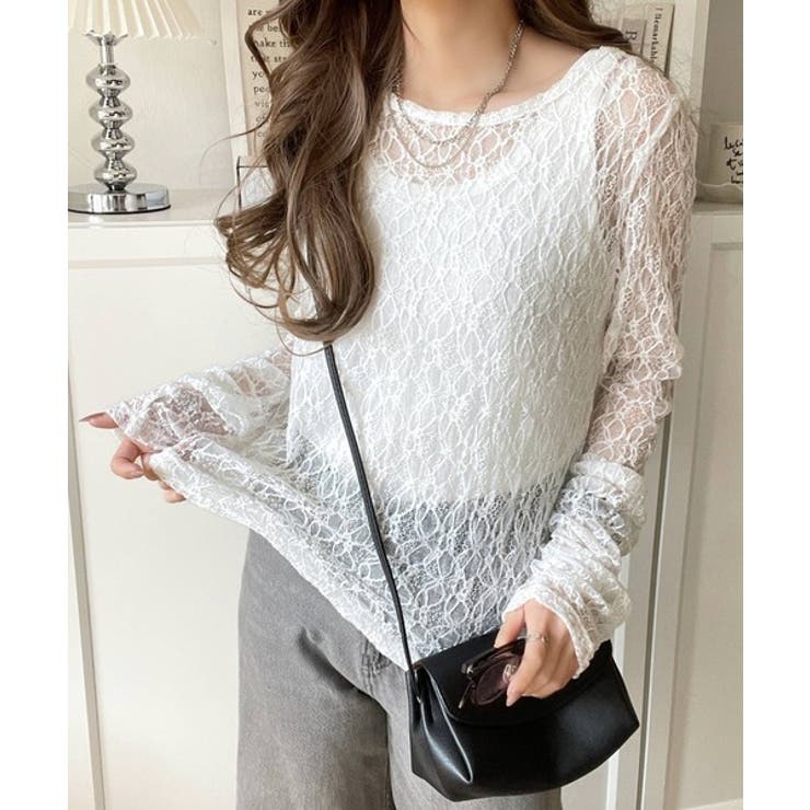 大人の上品映えレースアイテム。袖ギャザーレーストップス（長袖） | Classical Elf  | 詳細画像8 