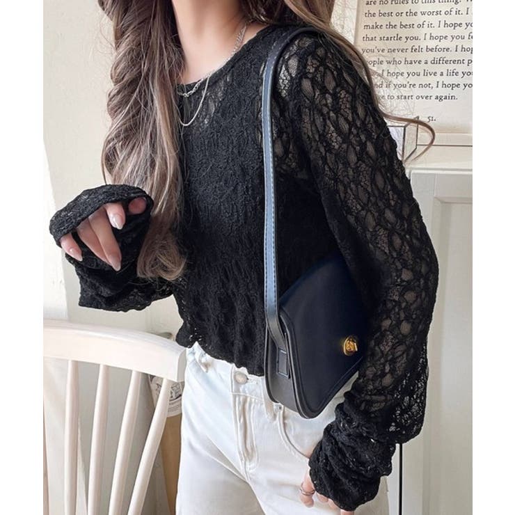 大人の上品映えレースアイテム。袖ギャザーレーストップス（長袖） | Classical Elf  | 詳細画像13 