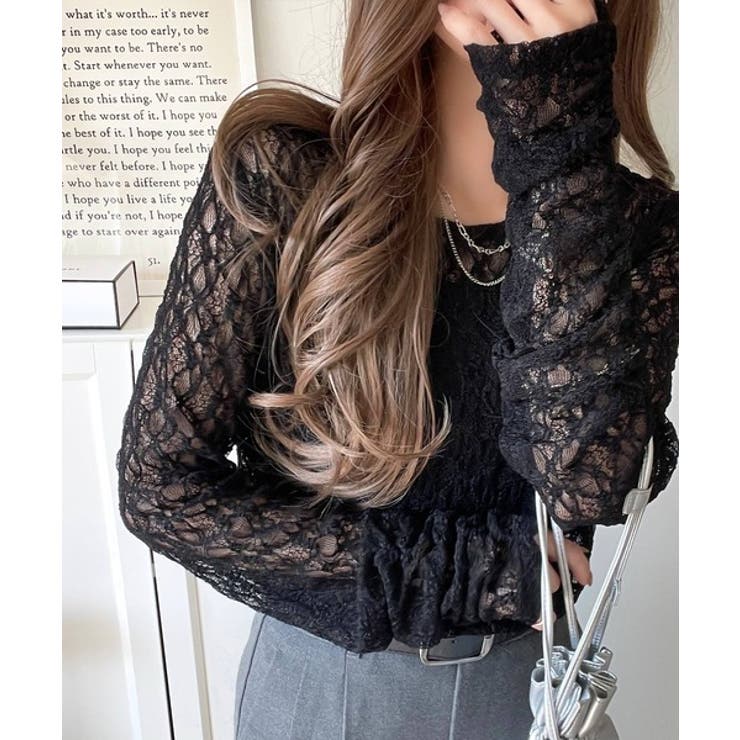 大人の上品映えレースアイテム。袖ギャザーレーストップス（長袖） | Classical Elf  | 詳細画像15 