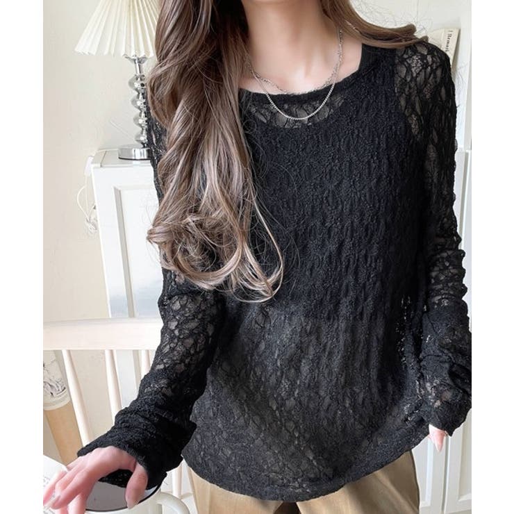 大人の上品映えレースアイテム。袖ギャザーレーストップス（長袖） | Classical Elf  | 詳細画像16 