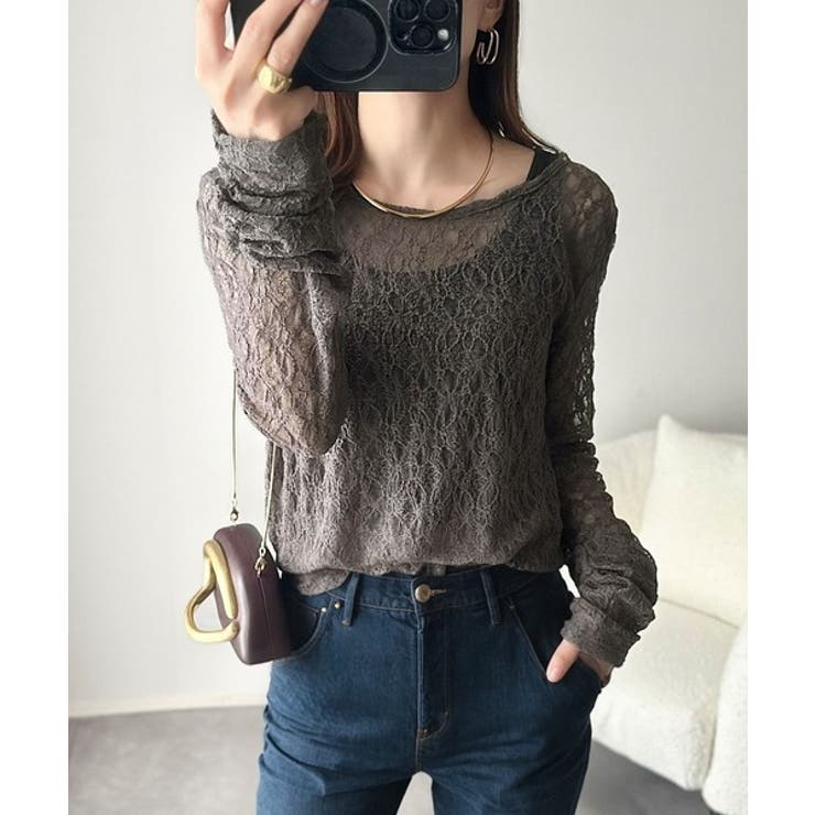 大人の上品映えレースアイテム。袖ギャザーレーストップス（長袖） | Classical Elf  | 詳細画像17 