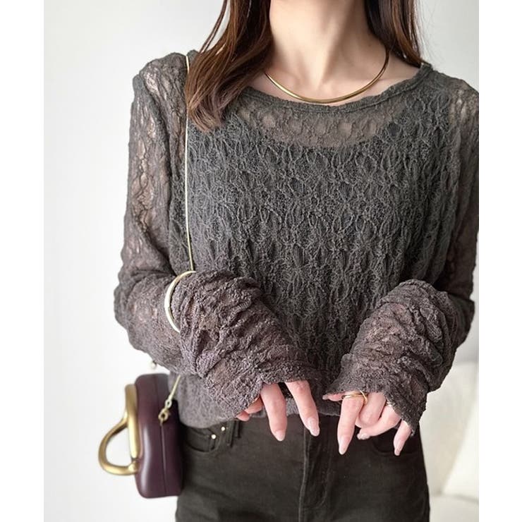 大人の上品映えレースアイテム。袖ギャザーレーストップス（長袖） | Classical Elf  | 詳細画像19 