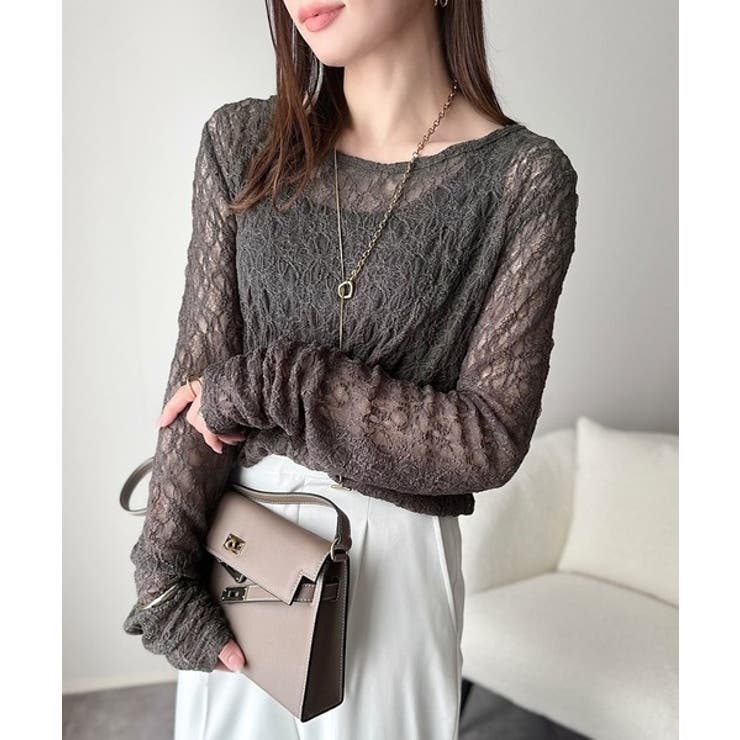 大人の上品映えレースアイテム。袖ギャザーレーストップス（長袖） | Classical Elf  | 詳細画像20 