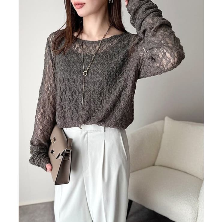 大人の上品映えレースアイテム。袖ギャザーレーストップス（長袖） | Classical Elf  | 詳細画像21 