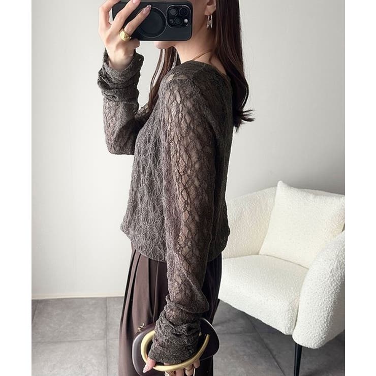 大人の上品映えレースアイテム。袖ギャザーレーストップス（長袖） | Classical Elf  | 詳細画像22 