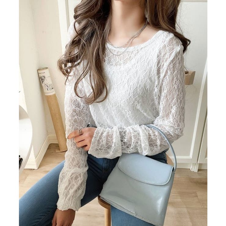 大人の上品映えレースアイテム。袖ギャザーレーストップス（長袖） | Classical Elf  | 詳細画像3 