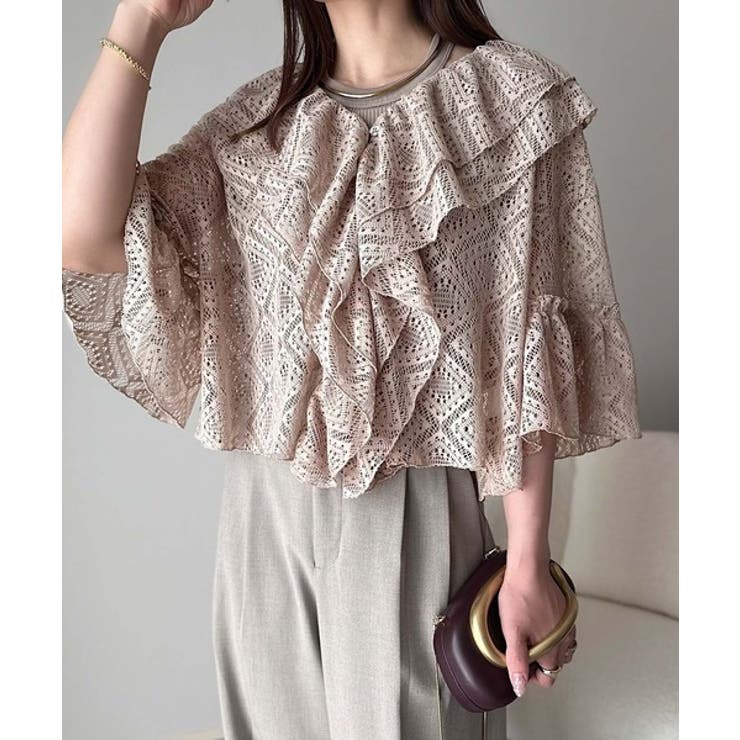 レースの余韻に浸る。ラッフルフリルデザイン総レースブラウス | Classical Elf  | 詳細画像20 