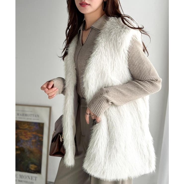 高級感をレイヤード。ふわふわミックスシャギーファーベスト | Classical Elf  | 詳細画像1 