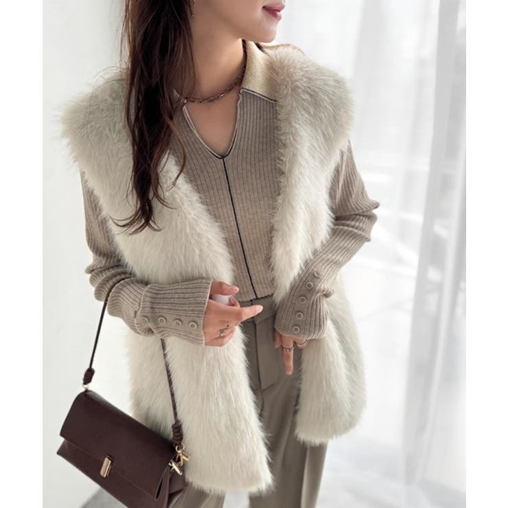 高級感をレイヤード。ふわふわミックスシャギーファーベスト | Classical Elf  | 詳細画像2 