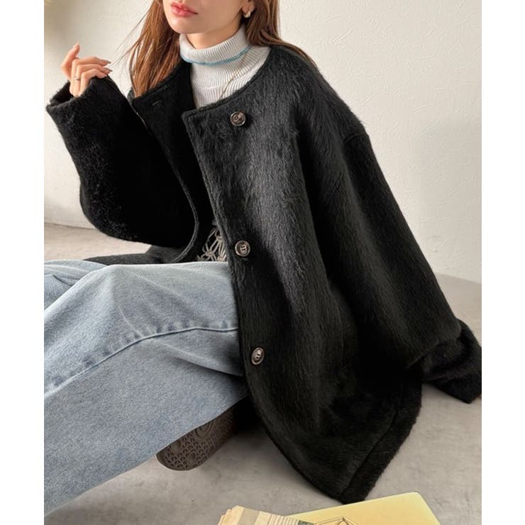 リラックス感漂うゆったり大人シルエット。ムードをまとう。ミックスシャギーミドルコ… | Classical Elf  | 詳細画像15 