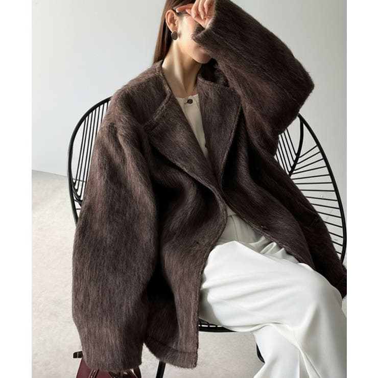 ブラウン | リラックス感漂うゆったり大人シルエット。ムードをまとう。ミックスシャギーミドルコ… | Classical Elf 